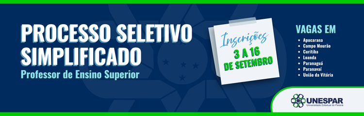 Unespar abre inscrições de PSS para contratação de 161 docentes temporários