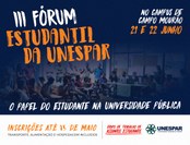 21 e 22/06/2019 no campus de Campo Mourão. Mais informações em  http://www.unespar.edu.br/noticias/iii-forum-estudantil-da-unespar-vai-acontecer-em-junho-no-campus-campo-mourao