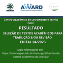 Cale divulga resultado da seleção de artigos para assessorias de tradução e revisão