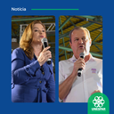 Leandre Dal Ponte e Aldo Bona, secretários de Governo, durante a Caravana Paraná Unido pelas Mulheres