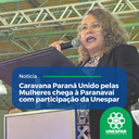 Professora Isabela Campoi discursa na Caravana Paraná Unido pelas Mulheres em Paranavaí