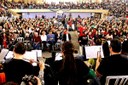 Orquestra durante apresentação ao senador do Uruguai, Pepe Mujica (Foto: JC Carignano)