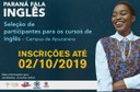 Inscrições até 02 de outubro