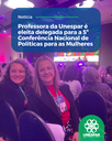 Professoras Maria Inez Marques (à direita) e Isabela Campoi participam da V Conferência Estadual dos Direitos das Mulheres do Paraná