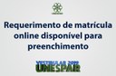 Requerimento de matrícula online disponível para preenchimento