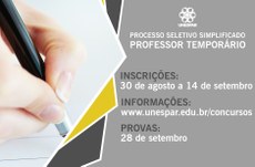 Inscrições foram abertas nesta terça-feira, 30 de agosto