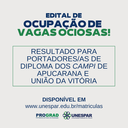 resultado para portadores/as de diploma dos campi de Apucarana e União da Vitória