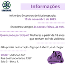 Projeto de música acolhe mulheres vítimas de violência